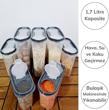 BUFFER® 2 Lid Scale Supplies Dry Food Storage Box Container - 1.7 Liters - SA935