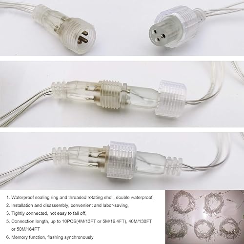 Miniatura 6 de GYDING - Luces LED decorativas en cascada para Navidad decoración de ventanas luces de hadas 8 modos de iluminación de enchufe ideal para bodas