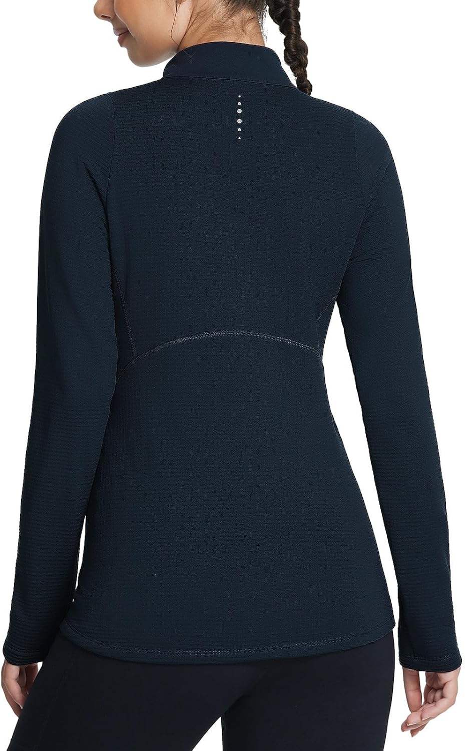 baleaf Women's Fleece Running Jackets Half Zip Pullover Thermal Shirts Athletic Cold Weather Gear Winter Zip Pockets Navy XXL - Image 2