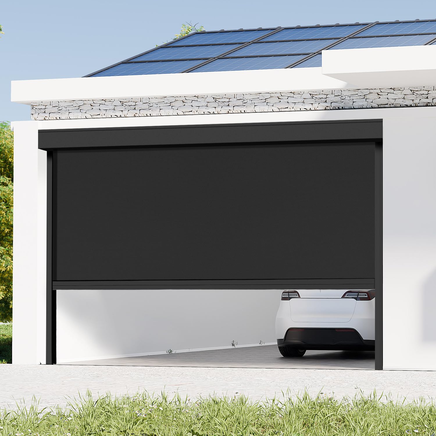 Zshine Hard Wired Motorized Outdoor Windproof Roller Blinds Over Size to 19 Ft