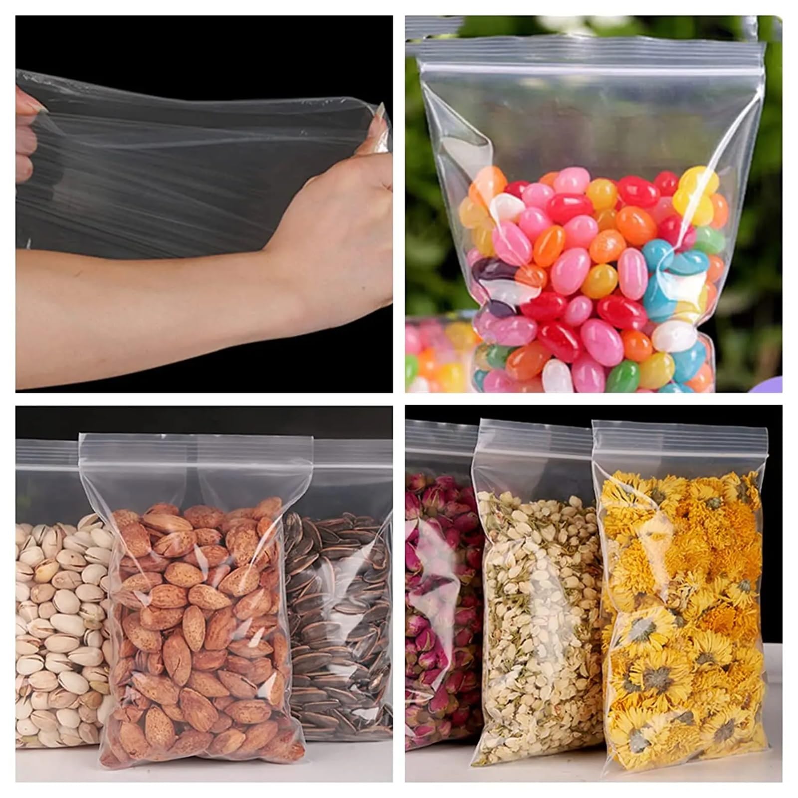 Bolsa Zip Bolsa de almacenamiento plástico transparente con cierre hermético y grosor reforzado for guardar joyas pequeñas alimentos. Reutilizable para la Cocina(A-12x18cm,500 PCS)