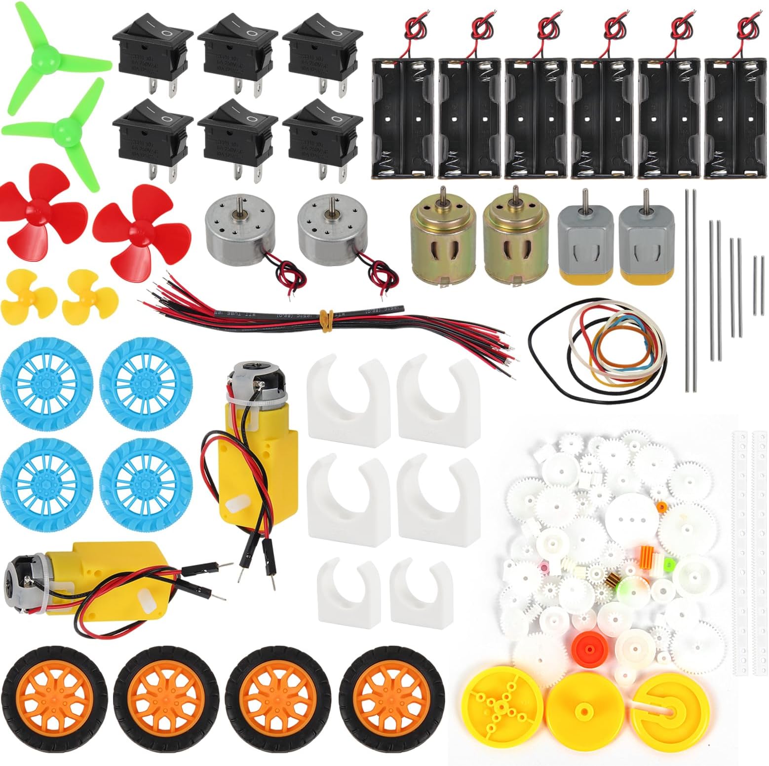 DC Motors Kit DIY Science Projects DC Motor Kit 3V-12V 25000RPM Mini Electric Hobby Motors with Plastic Gears, Battery Holder, Boat Rocker Switch, Shaft Propeller