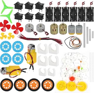 DC Motors Kit DIY Science Projects DC Motor Kit 3V-12V 25000RPM Mini Electric Hobby Motors with Plastic Gears, Battery Holder, Boat Rocker Switch, Shaft Propeller