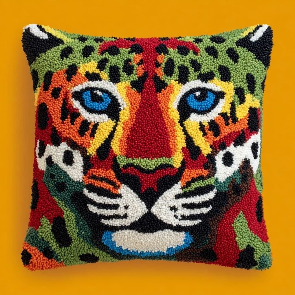 AxiangziK Latch Hook Kit for Adults 43x43cm,Animal Leopard