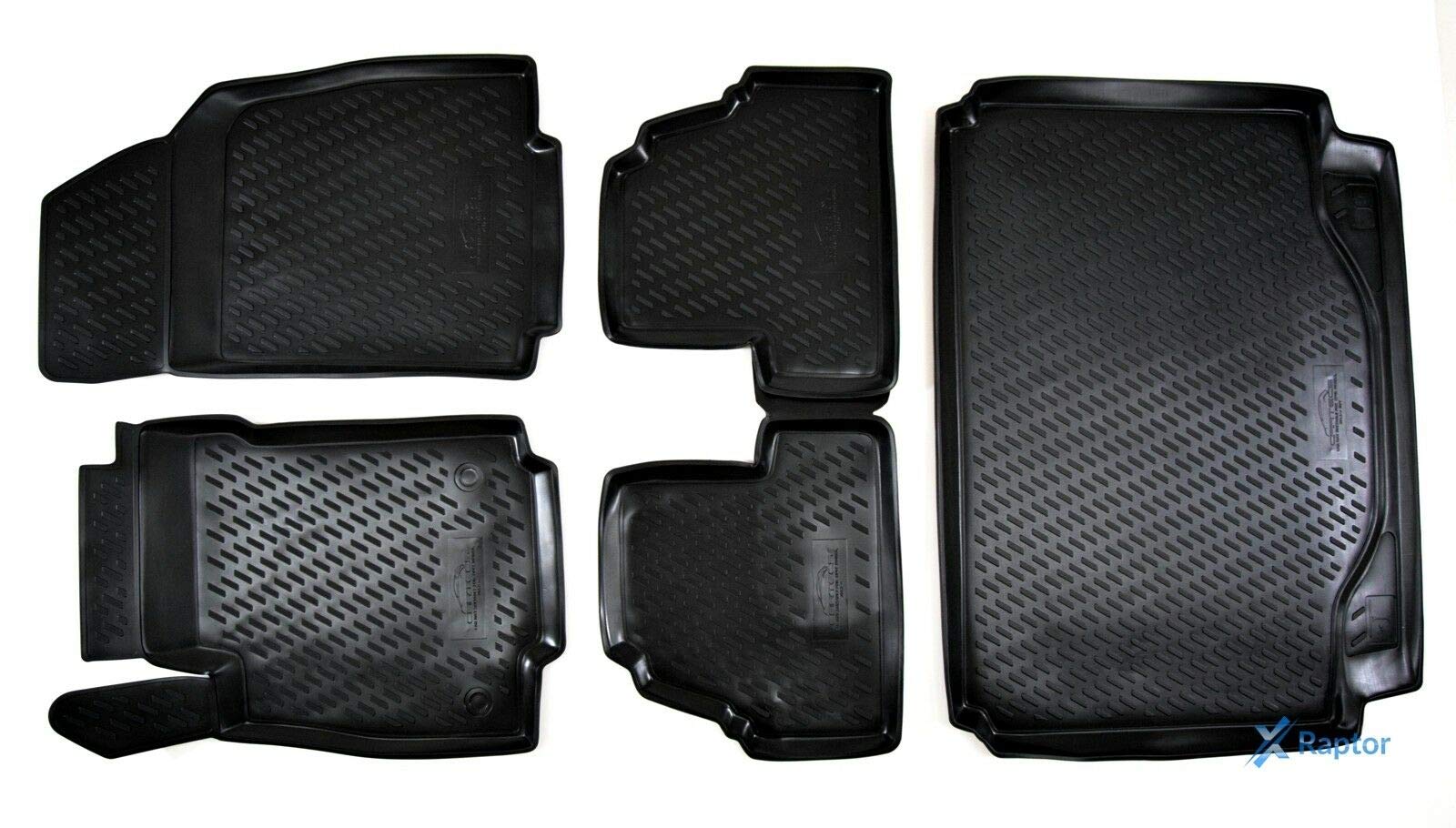J&J AUTOMOTIVE 3D Gummimatten und Kofferraumwanne Set passend für Opel Mokka/Mokka X/Trax 2012-2020, TPE Fußmatten Allwetter Passform rutschfest Geruchsneutral Schwarz