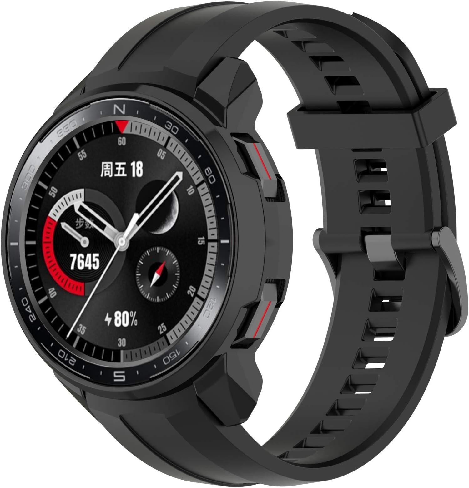 Disscool Full Coverage Case for Honor Watch GS Pro Smart Watch, Soft Anti Drop Protective Case for Honor Watch GS Pro Smart Watch (Black)