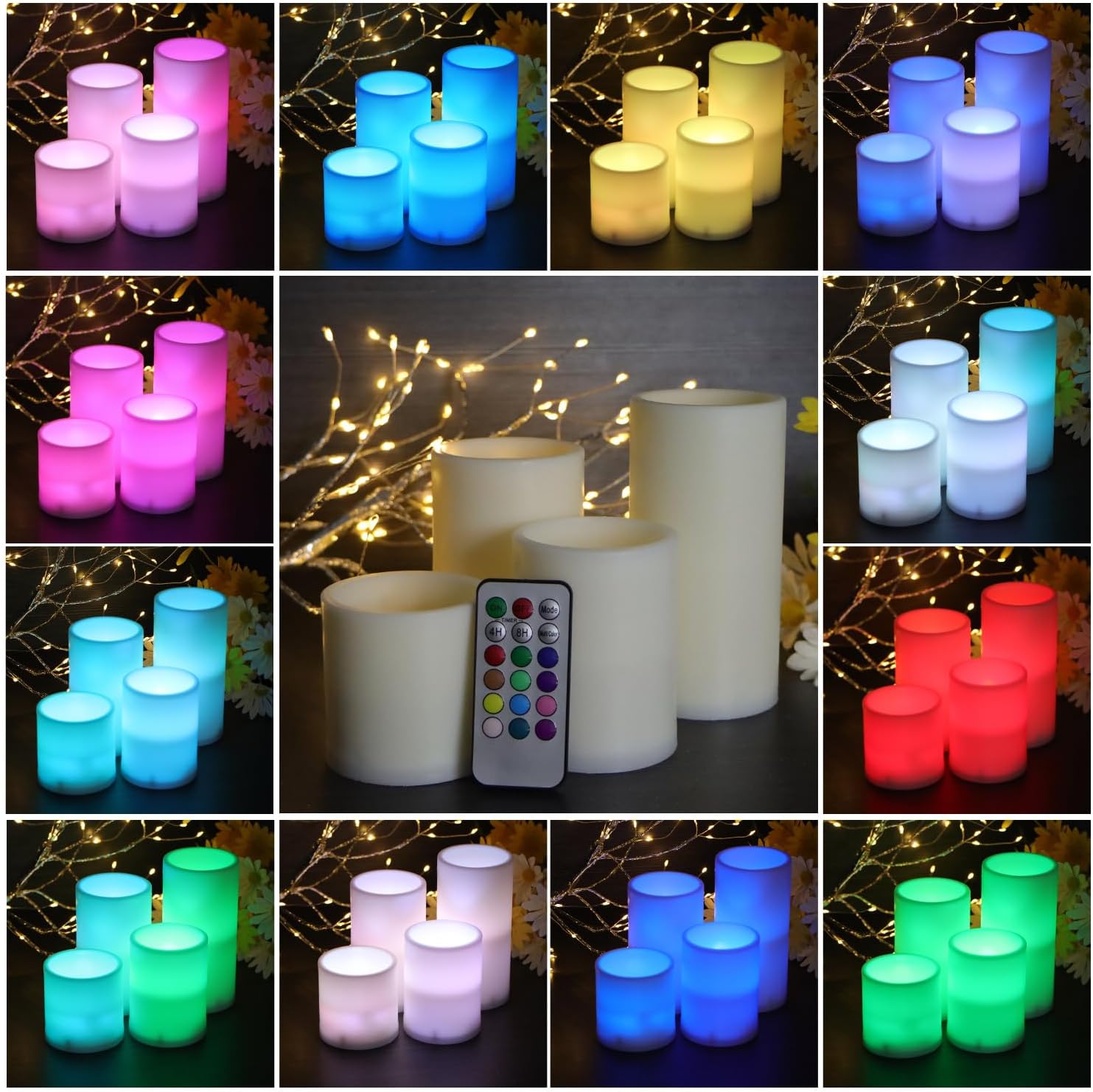 4Pcs Pillar Candles Easter Days Eggs Pattern LED Candles with Battery Operate Colorchange Flameless Candles with Remote for Holiday Party Happy Decor Farmhouse