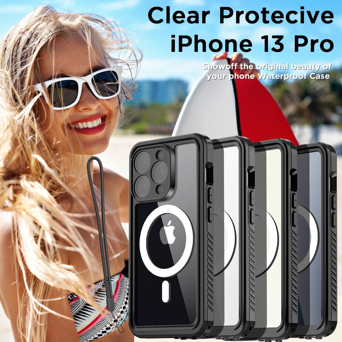 AICase iPhone 13 Pro Case Waterproof with MagSafe Clear Snowproof,Dustproof and Shockproof,IP68 Certified Full Body 360 Protection Fully Sealed Underwater Cover for iPhone 13 Pro 6.1"