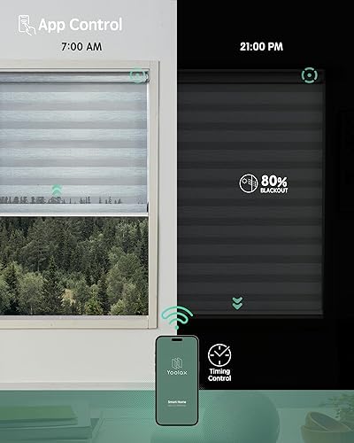 Miniatura 107 de Persianas de cebra motorizadas Yoolax compatibles con Alexa, persianas motorizadas con control remoto, persianas eléctricas inteligentes automáticas