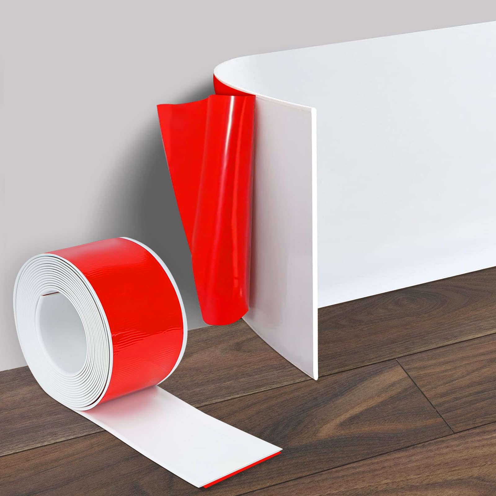 Plinthe auto-adhésive PVC souple flexible et coudée 10cm pour plinthe plate