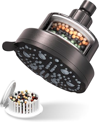 Cabezal de ducha filtrado de alta presión para agua dura, filtro de 20 etapas y 7 modos de pulverización para proteger el cabello y la piel, con 2