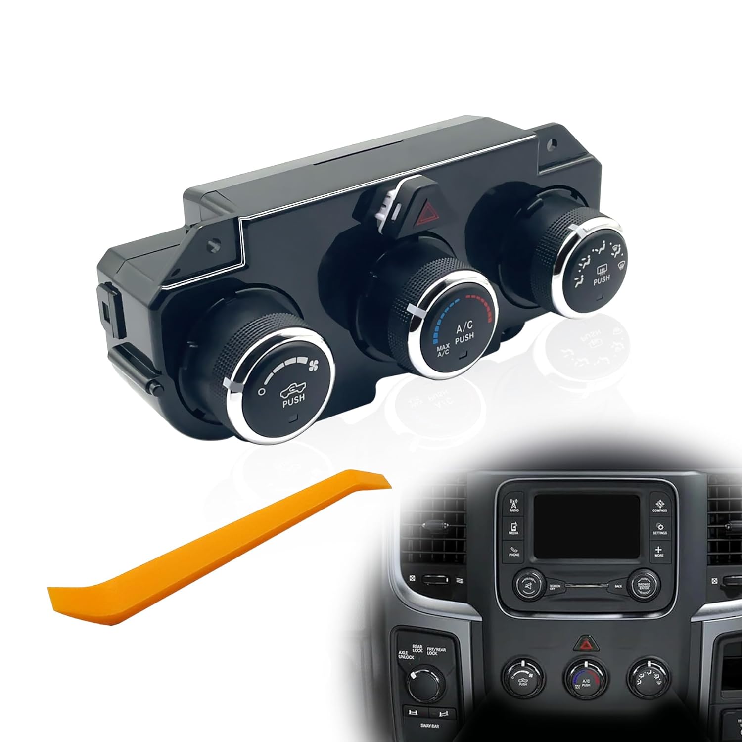68268189AA A/C Heater Climate Control Module Panel Switch Compatible with Dodge Ram 1500 2500 3500 2013-2018 with Car Internal Circulation OE# 68105021AE, 68105021AF