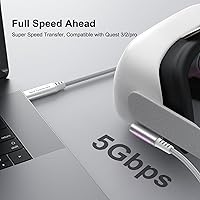 Vista 3 de 6AMGame Cable de enlace de 16 pies para Oculus Quest 32Pro Accesorios de juegos PC Steam VR Headset Cable de carga USB C a C de alta velocidad