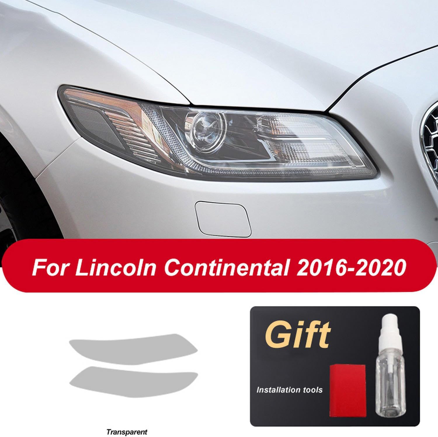 Car Headlight Protective Film Transparent TPU Sticker, for Lincoln Continental 2016-Present Accessories