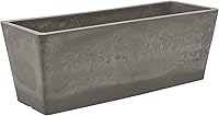 PSW Simplicity Cement-Look Window Box Planter 17.5x7x6 - Lightweight Recycled Plastic/Stone/Wood Composite, Drillable, Arcadia Garden Products