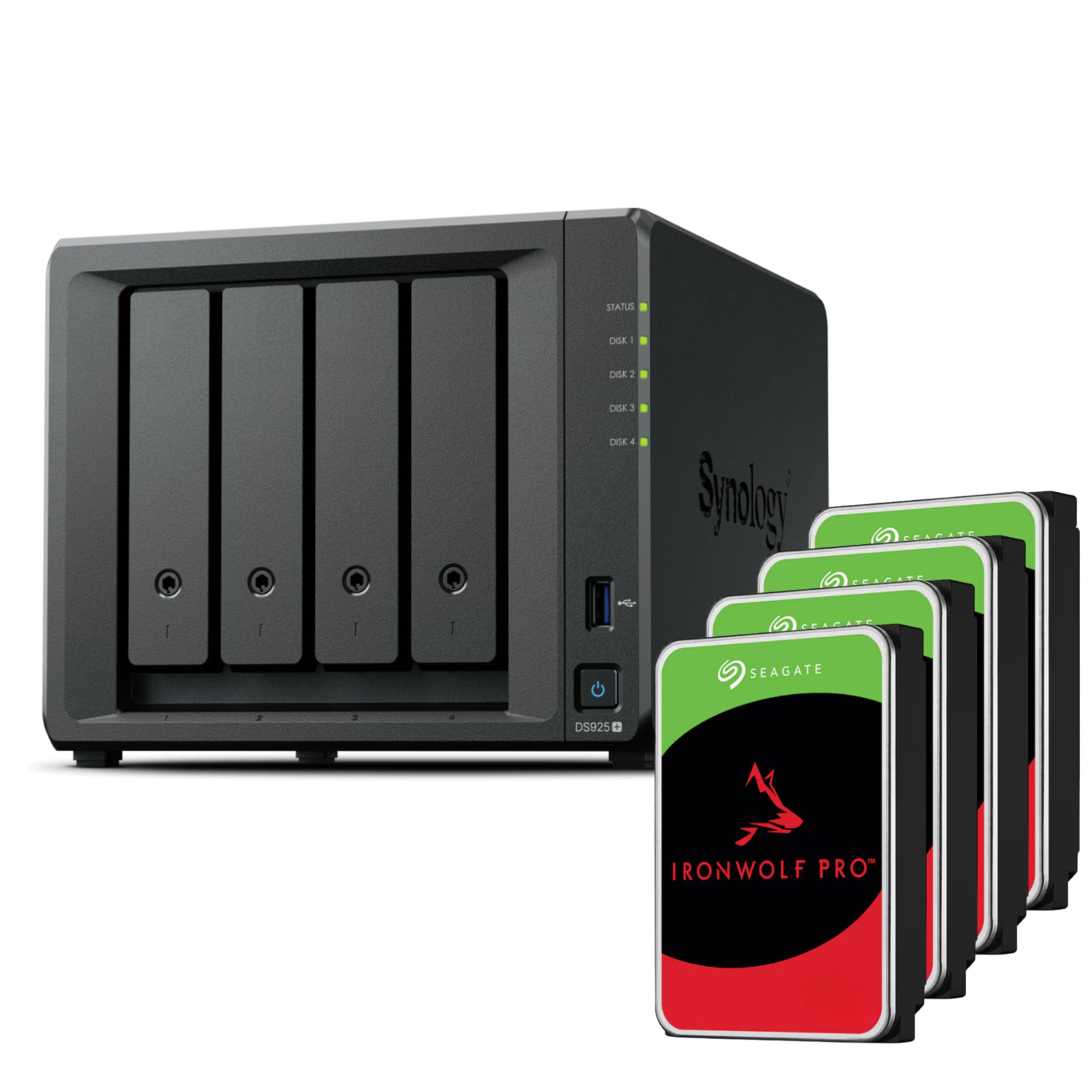 Synology DS925+ Bundle 16TB Seagate (4X 4TB Seagate IronWolf Pro) 4Bay Desktop NAS, 2.5GbE-Ports, 4GB RAM