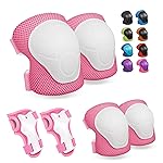 Knee Pads for Kids Knee Pads and Elbow Pads Toddler Protective Gear Set Kids Elbow Pads and Knee Pads for Girls Boys with Wrist Guards 3 in 1 for Skating Cycling Bike Rollerblading Scooter-Pink M