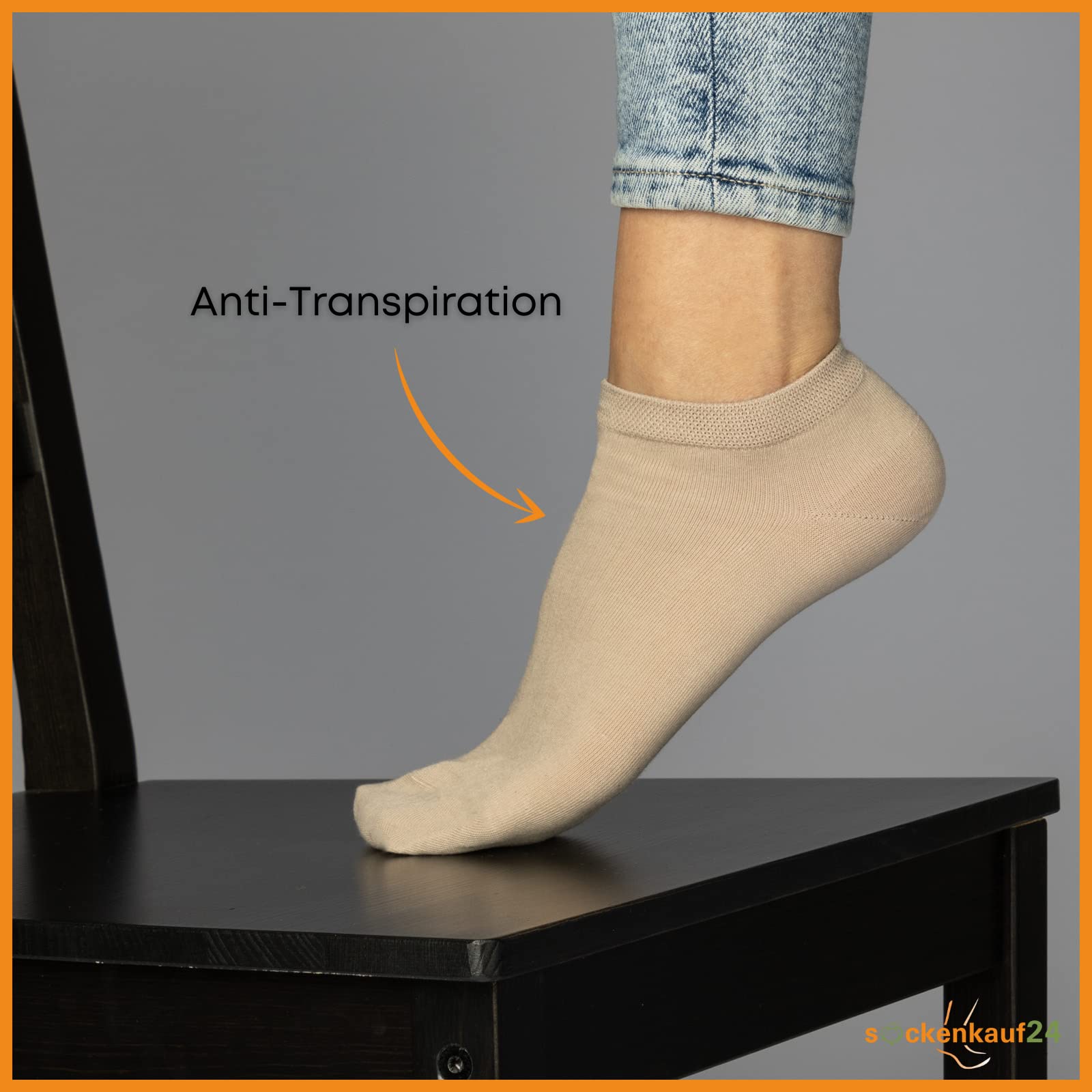 sockenkauf24 6 Paar Sneaker Socken Bio Baumwolle Herren & Damen ohne Naht mit Komfortbund