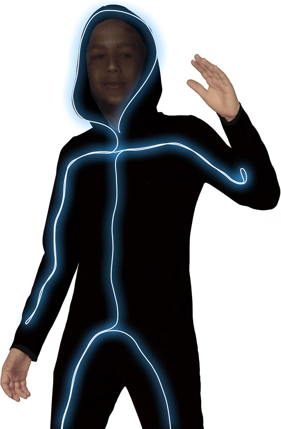 Spirit Halloween Light-Up E.L. Wire Blue Stick Figure Kids Costume | Stick Figure Cosplay | Jumpsuit Outfit | Funny Costume - M