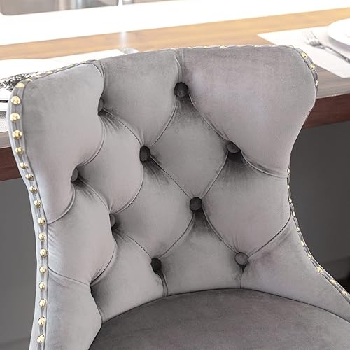 Miniatura 5 de LKTART Juego de 2 taburetes de bar giratorios con altura de asiento ajustable, taburetes de bar tapizados de terciopelo con base cromada con