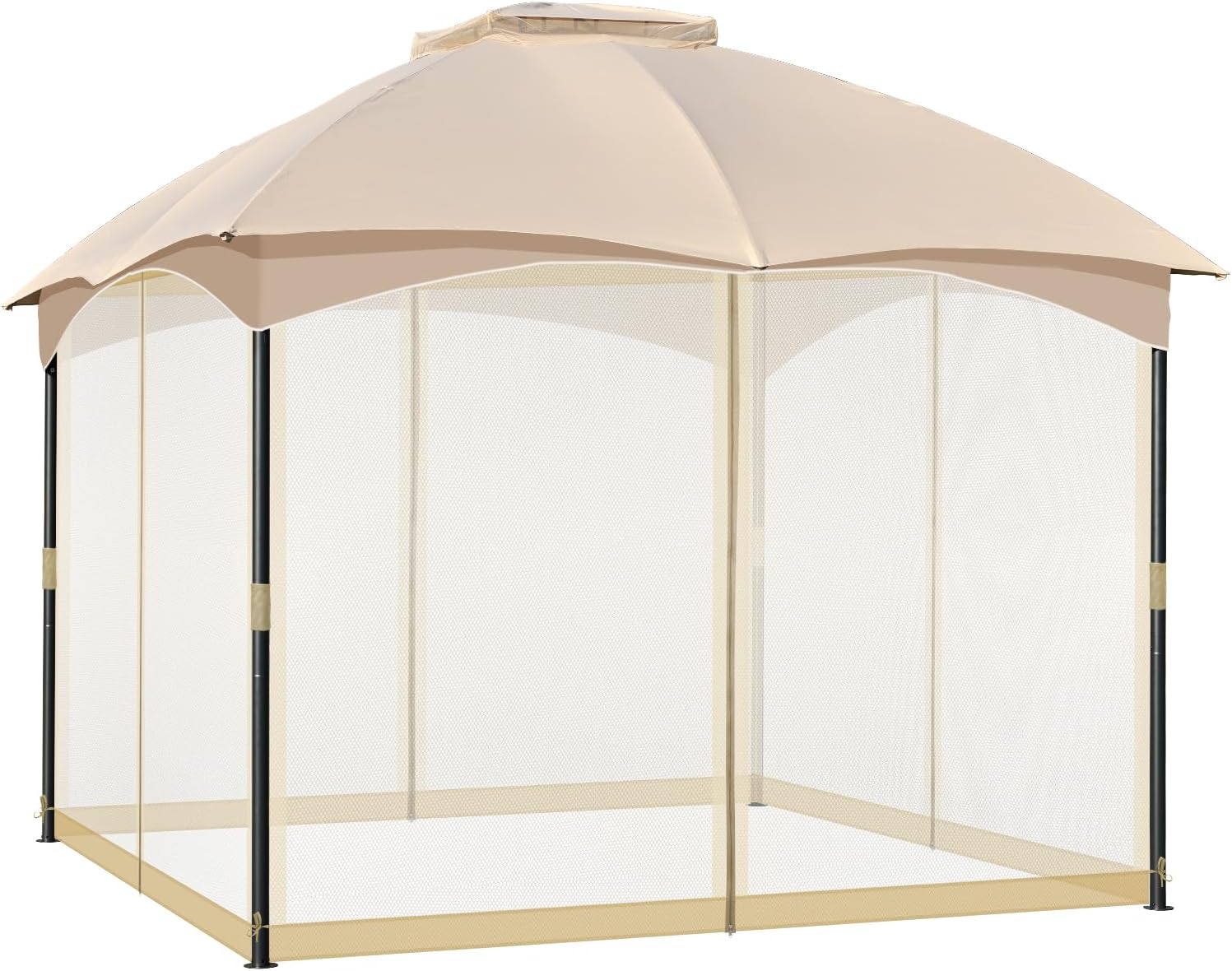 COWVIE Gazebo Replacement Netting Screen, 10' x 10' Universal Gazebo 4-Panel Mosquito Sidewalls with Double Zippers for Outdoor Patio (Only Netting)