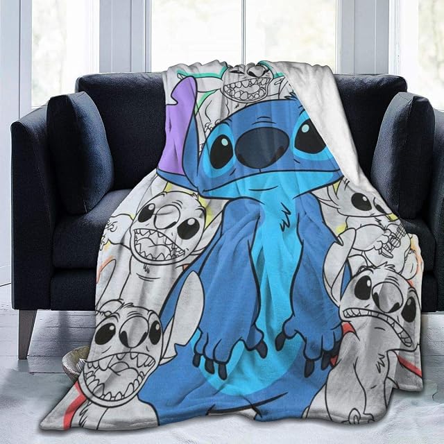 KJHSJ Sofa Blankets, Lilo and Stitch Super Soft Fluffy Microfiber Fleece Throw, Warm Fluffy Plush Hypoallergenic Blanket for Bed, Couch, Chair for Fall and Winter 127.0 x 101.6 cm