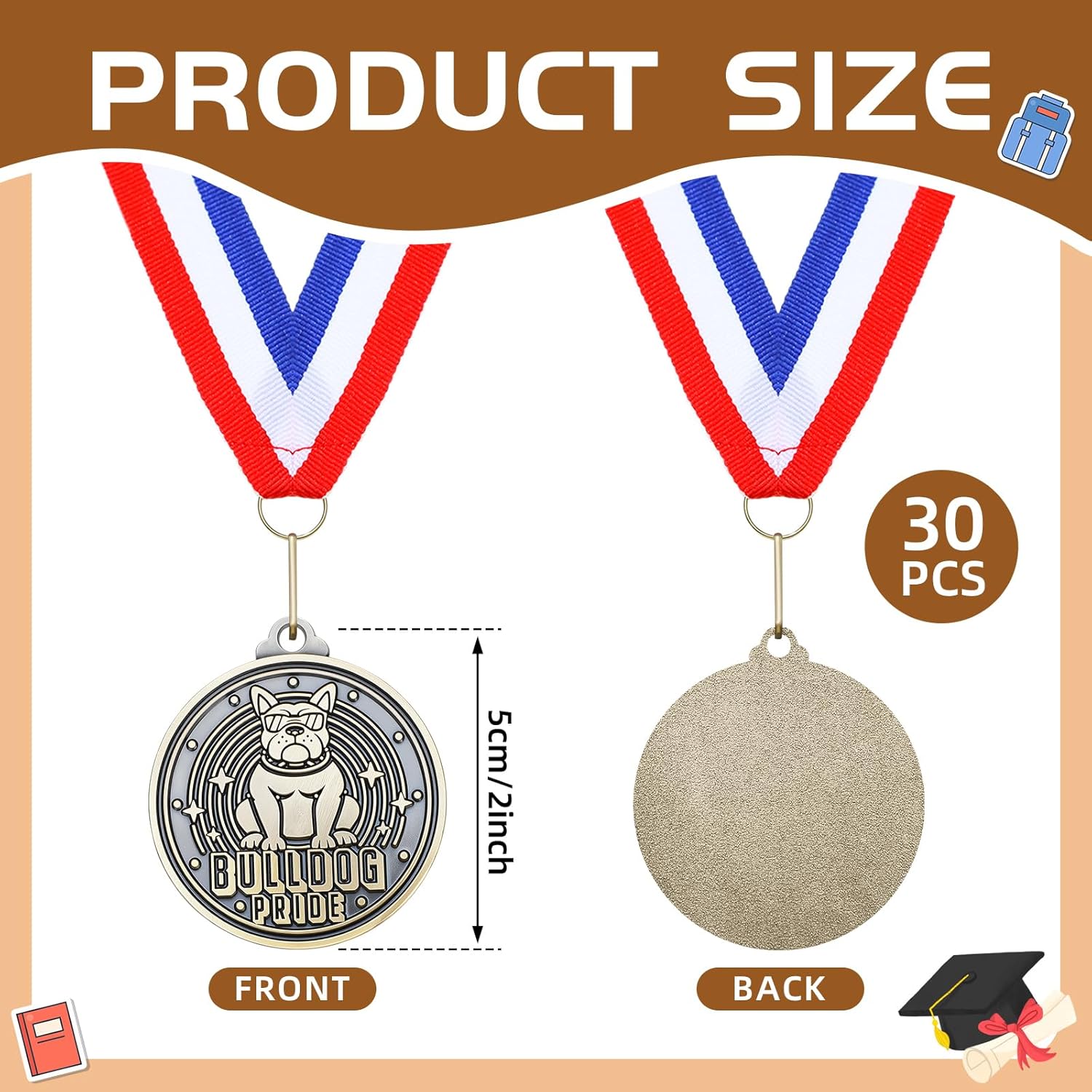 Quelay 30 Pcs 2'' Gold Medals for Awards,Winner Encourage Team Participation for Adults Trophy Award Prize Gift Competitions Graduation Party