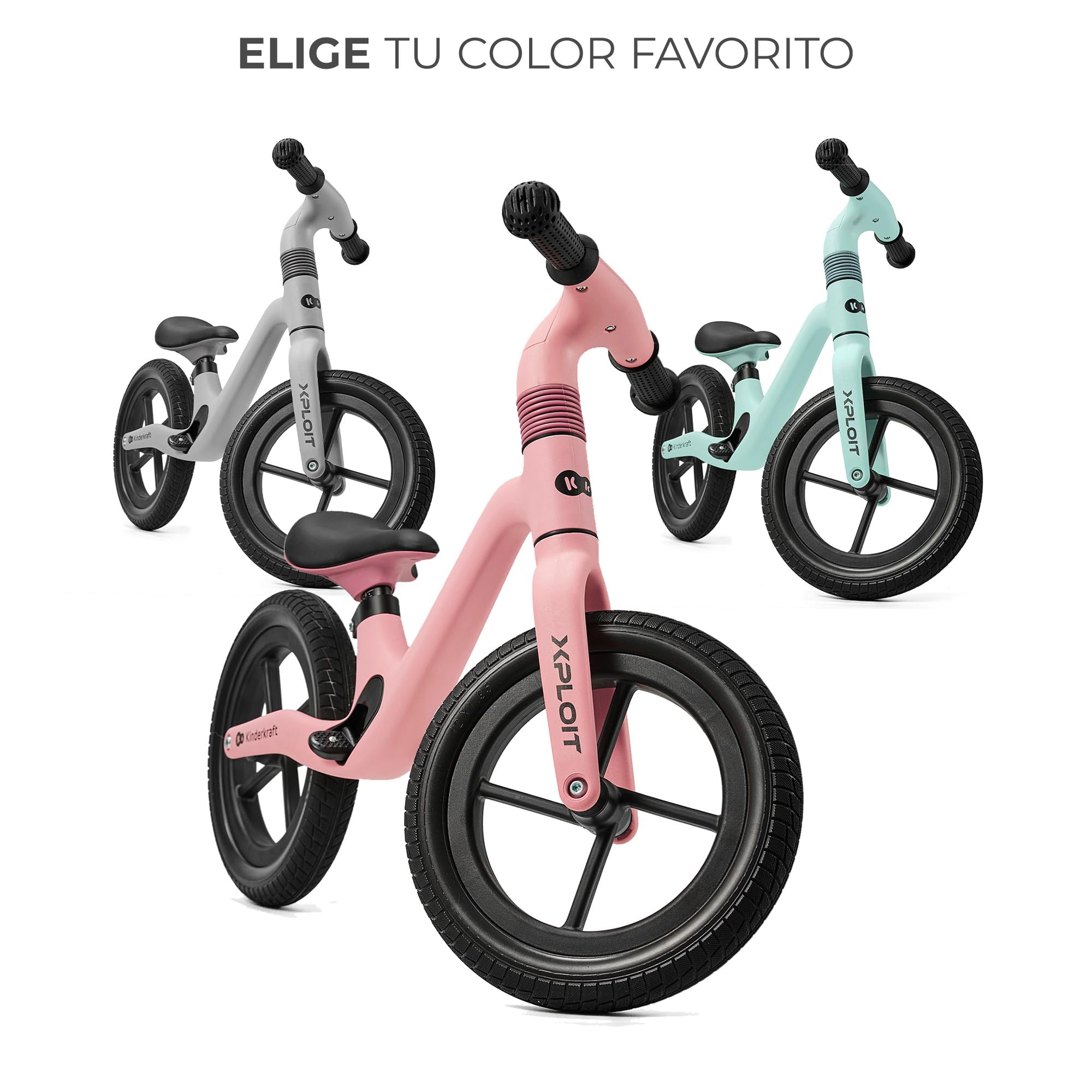Kinderkraft XPLOIT Bicicleta sin Pedales, Bicicleta Niño 2 años, de 80 cm, Bicicleta 2 Ruedas, Bicicleta de Equilibrio, Sillín Ajustable, Ruedas Grandes de PU, 35 kg