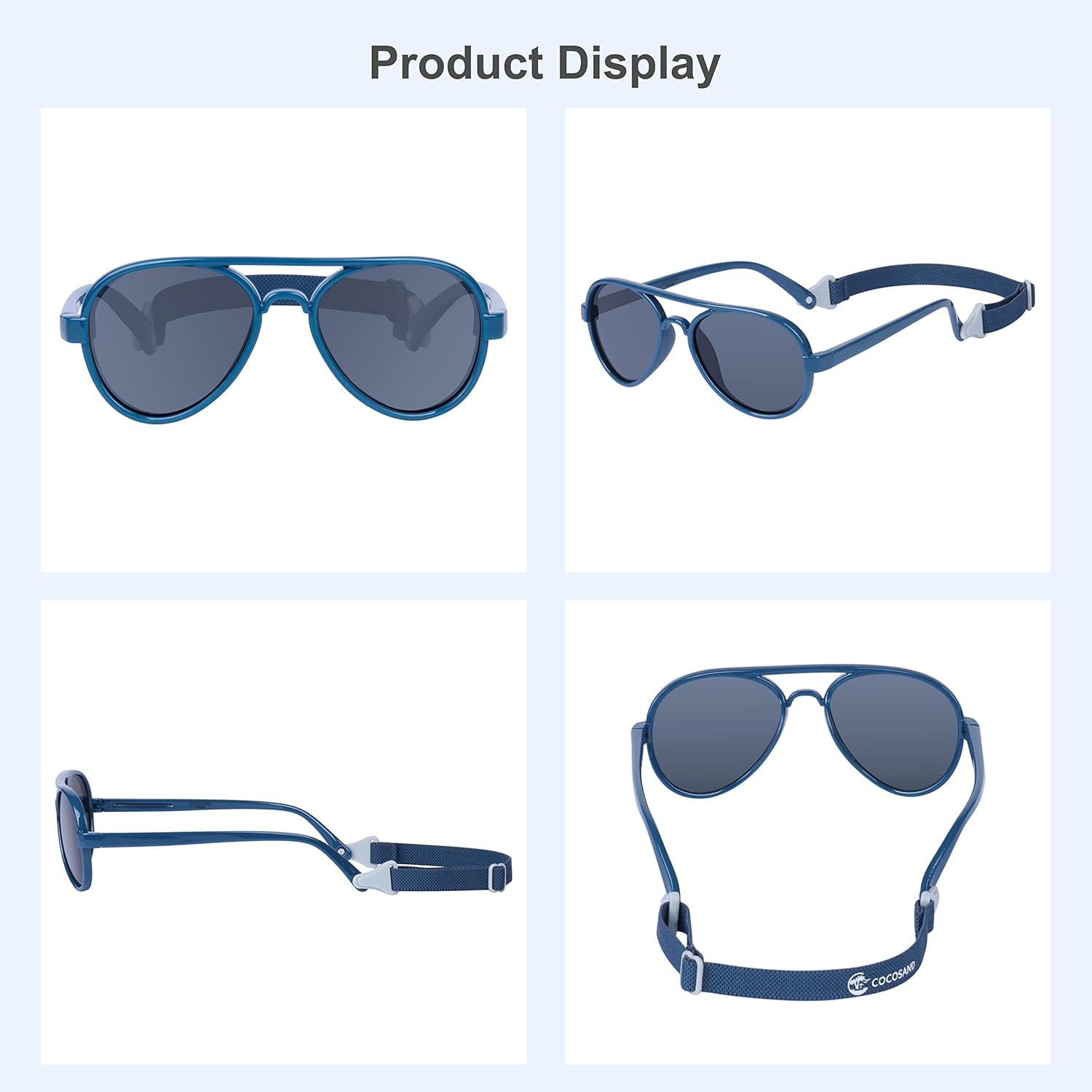 COCOSAND Baby Boys Girls Aviator Sunglasses with Strap Polarized Flexible Retro Pilot for Infants Toddler Age 0-24 Months - Image 7