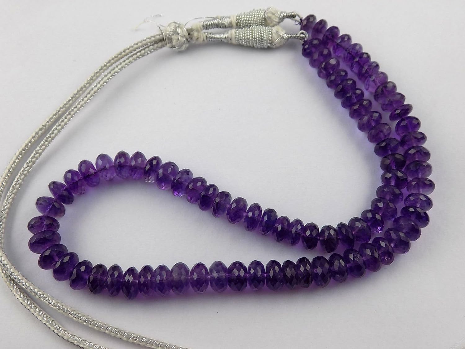 1 Necklace Beautiful African Amethyst Faceted Rondelle Beads 8-9.5mm 16" Long