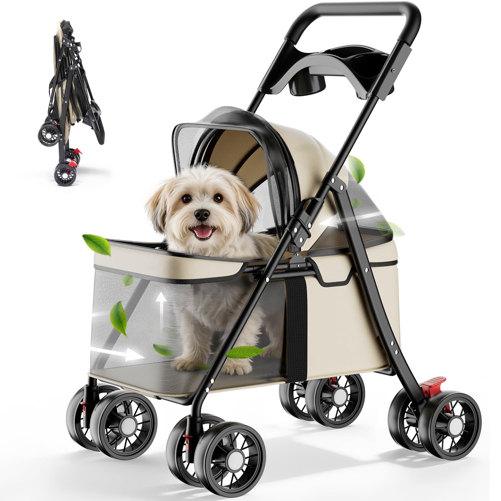 Photo 1 of GTPLAYER Pet Stroller for Small Dogs & Cats, Beige