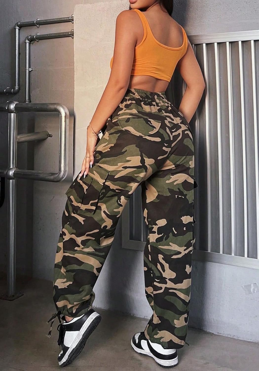 Unybwonn Women Camo Baggy Cargo Pants High Waist Straight Wide Leg Patchwork Workout Trousers Casual Y2k Sweatpant - Image 4