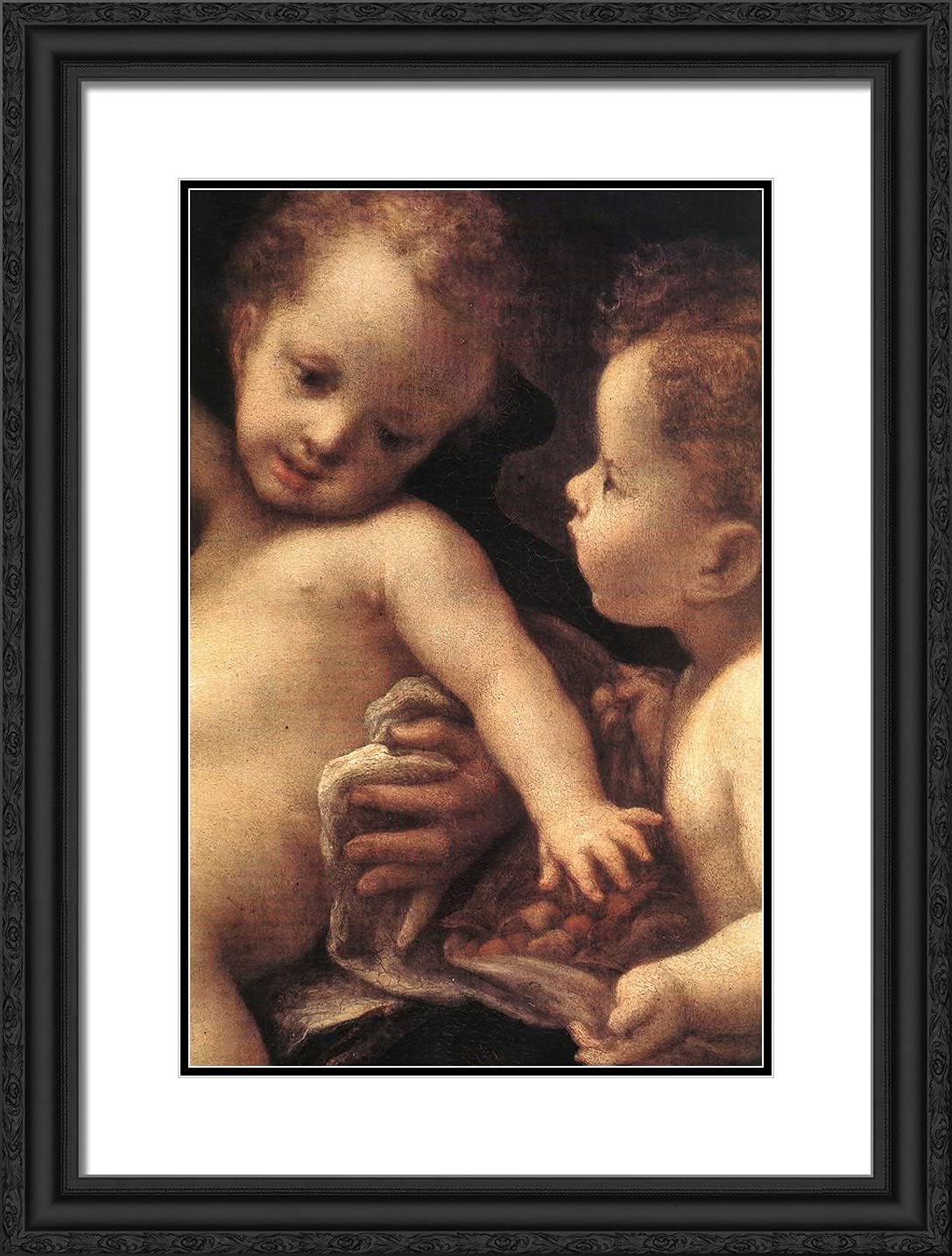 ArtDirect Correggio 19x24 Gold Ornate Framed Art Print with Double Matting Titled: Virgin and Child with an Angell, Detail