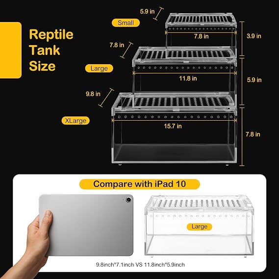 Reptile PC Terrarium,Tarantula Enclosure,Spider Tank Starter Kit | Spider Bug Cage,Insect Container,Leopard Gecko Habitat,Lizard House,Jumping Spider Enclosure,Small Bearded Dragon Vivarium