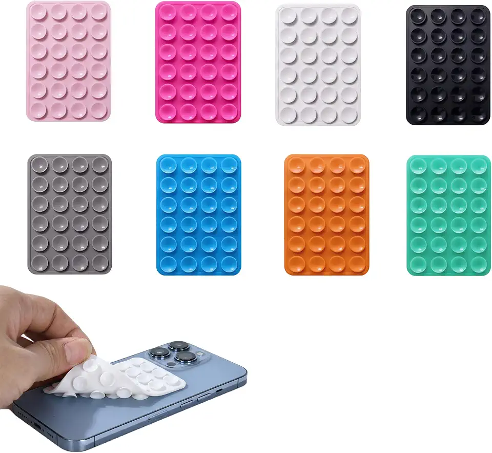ToolHouse Silicone Suction Phone Case Mount, Double Sided Suction Phone Case Grip, Hands-Free Washable and Reusable Mobile Phone Accessory Holder for Selfies and Videos (8)
