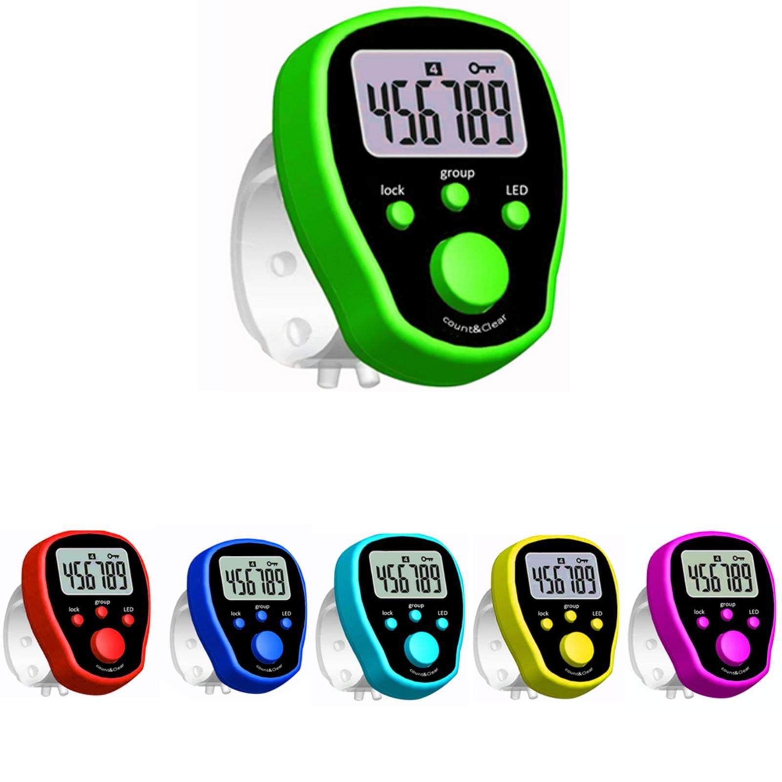Contatore digitale Tasbeeh, contatore elettronico per le dita, contatore Tasbeeh con luce LED, funzione di blocco, contatore per dita alimentato a batteria, per casa, all'aperto, viaggi