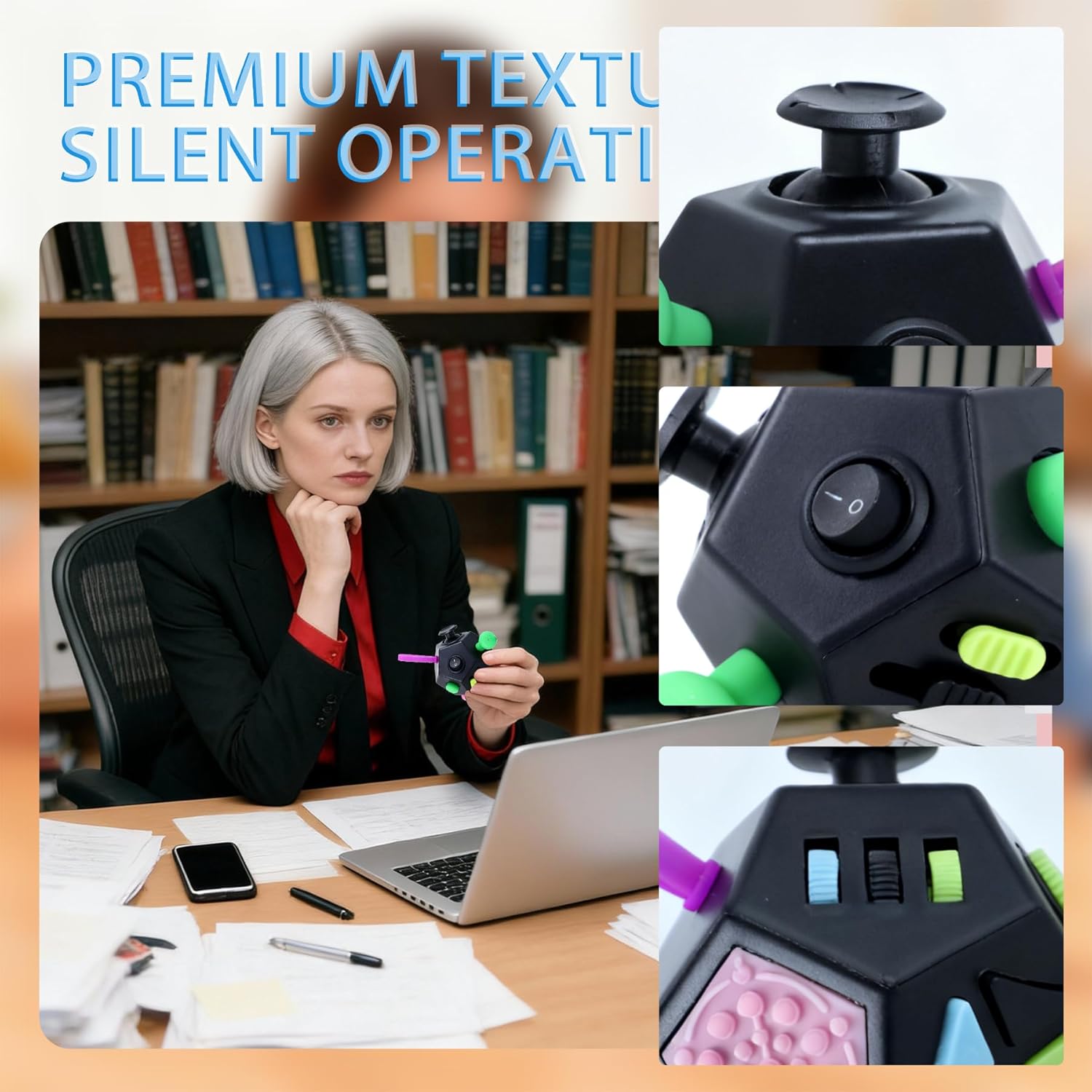 New Fidget Toy Cube 4 Pack Creative Rotating Cube and 12-Sided Mini Cube Relieves Stress and Anxiety Anti Depression Focus Travel Toy Cube For Children and Adults Stocking Christmas Idea Stuffer Gifts