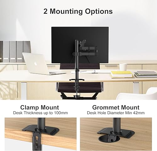 Miniatura 7 de Bracwiser Soporte para monitor con brazo totalmente ajustable para una pantalla de 13-32 pulgadas, 22 libras para monitor de pantalla de computadora