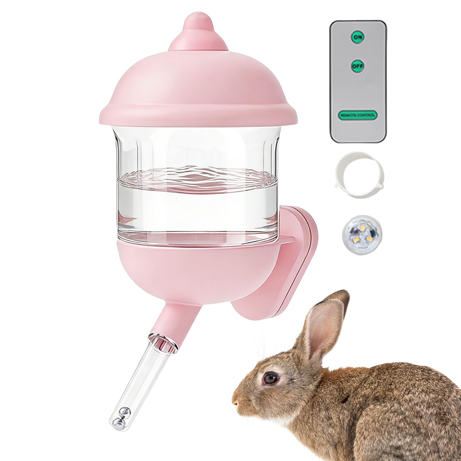 Dispensador de agua para hámster magnético con sistema antigoteo y control remoto LED