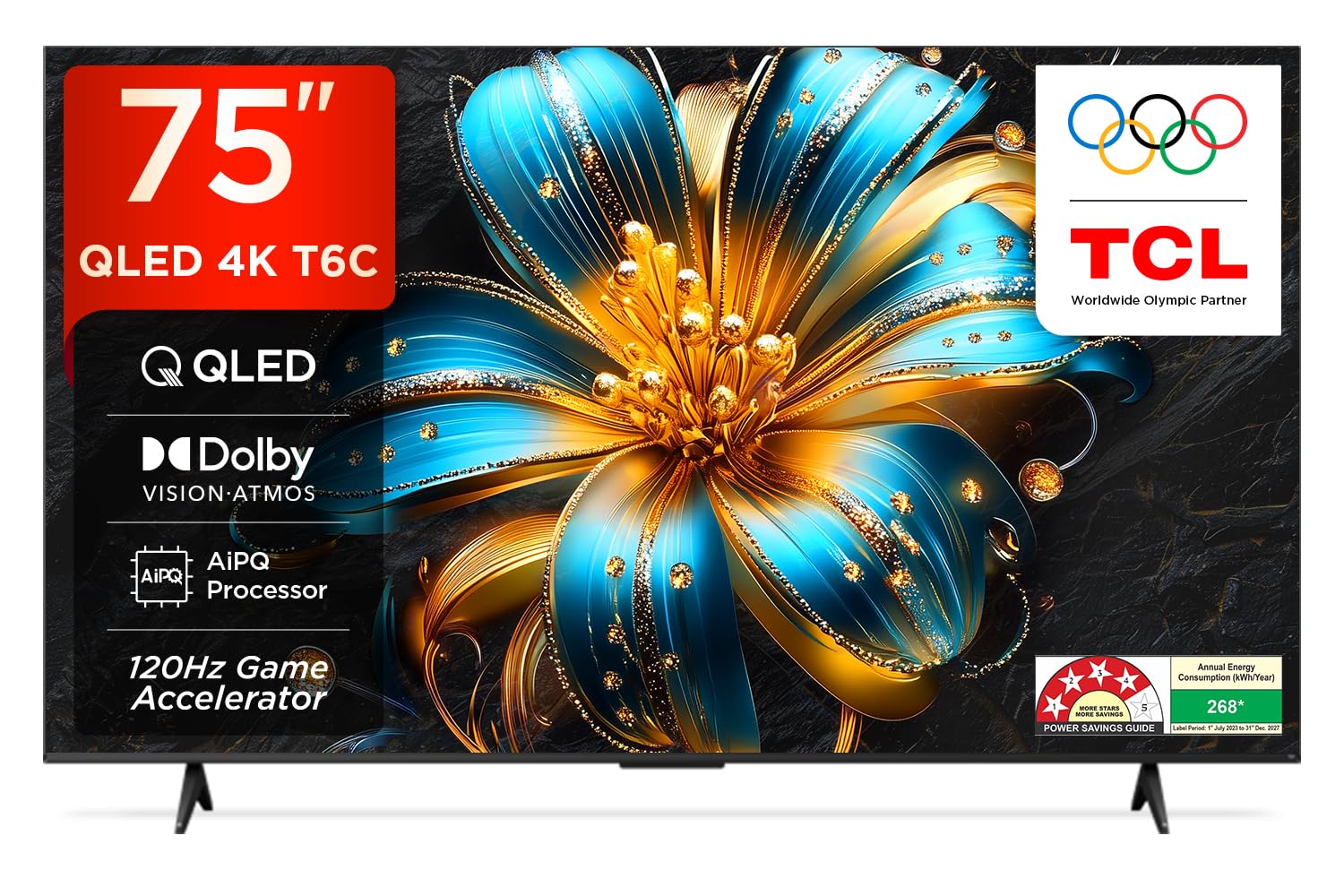 TCL 189 cm (75 inches) 4K Ultra HD Smart QLED Google TV | HDR 10+ | 120Hz Game Accelarator | Dolby Vision & Atmos | 30W Speaker Output | 75T6C