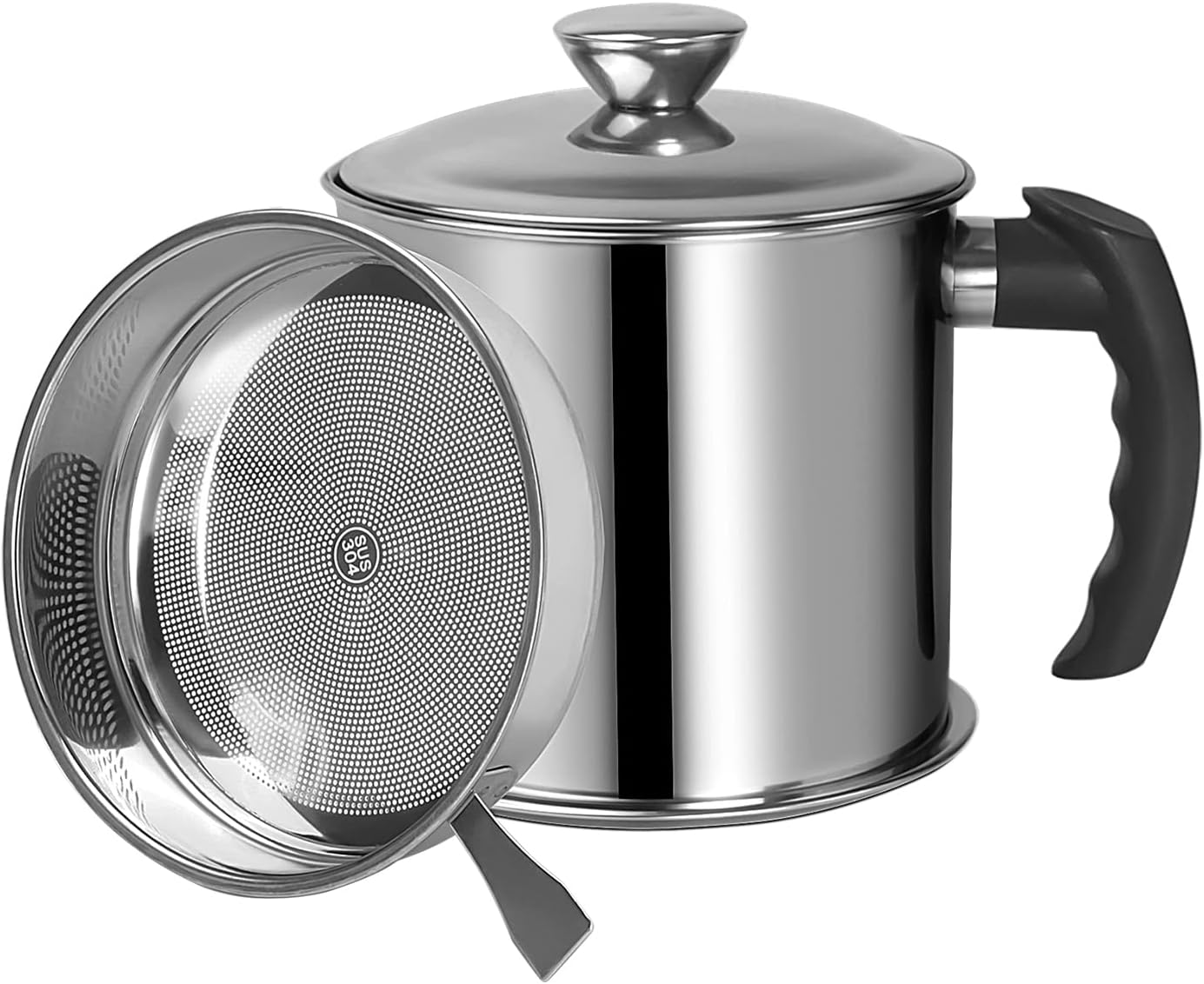 Bacon Grease Container with Strainer 1.8L / 60oz Stainless