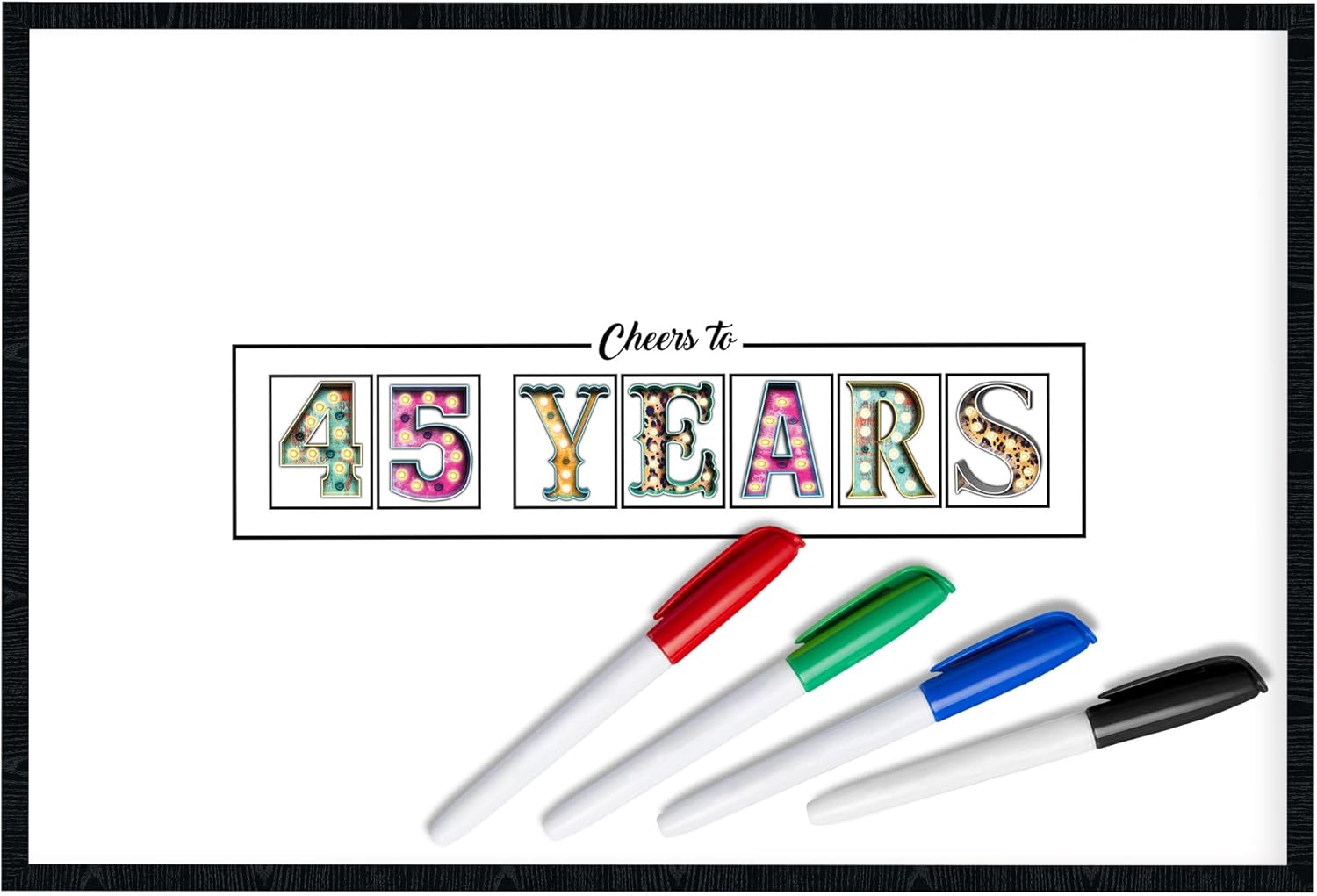 L&O Goods Cheers to 45 Years | Large Signature Board Wall Decor | Guest Book Alternative for Birthday, Anniversary, Company Party | Wall Art Poster Gift | 11x17 Inch with Frame and Markers