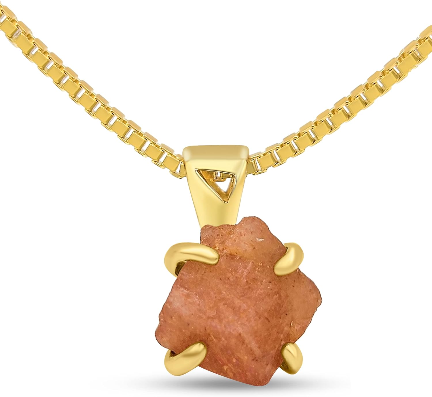 Genuine Raw pendant chain necklace, with 925 sterling silver yellow gold plated, real rough birthstone gift for her and him, Uniquelan Jewelry