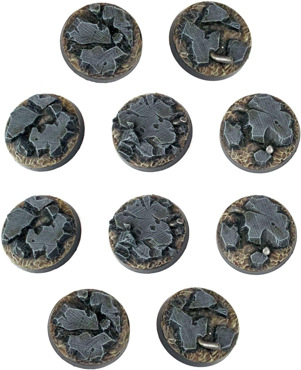 War World Gaming War Torn City Rubble Round Bases x 10 (25mm) - 28mm Scale