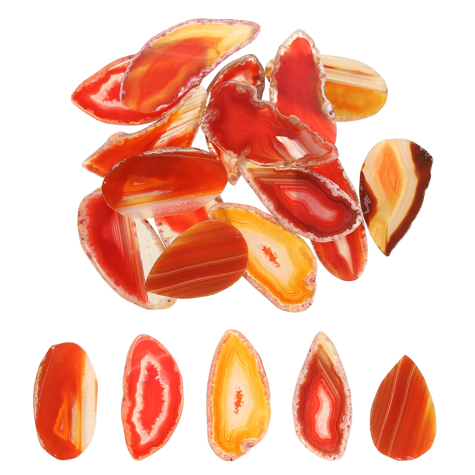 Rebower Agate Slices, Red 15 Pcs Natural Irregular Geode Agate