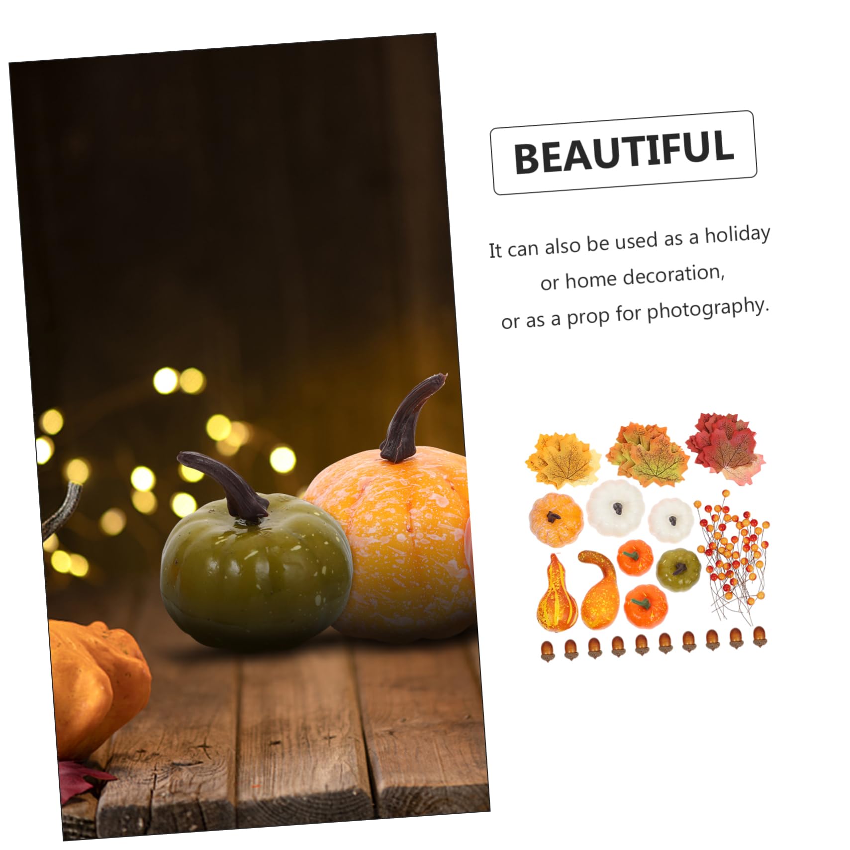 Abaodam 240stücke Kunstpumpkin Deko-Set Für Halloween Kürbis Und Ahornblatt- Requisiten Für Und Raumgestaltung Für Partys Und Herbstdekoration