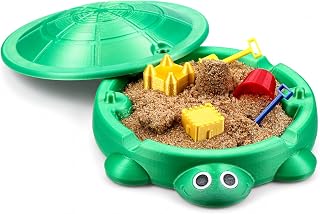 Mini Desktop Turtle Sandbox Zen Garden for Desk 6 x 6 in 3D Printed Fidget Stress Relief Toy with Lid and 5 Mini Beach Tools for Home Office Coworker