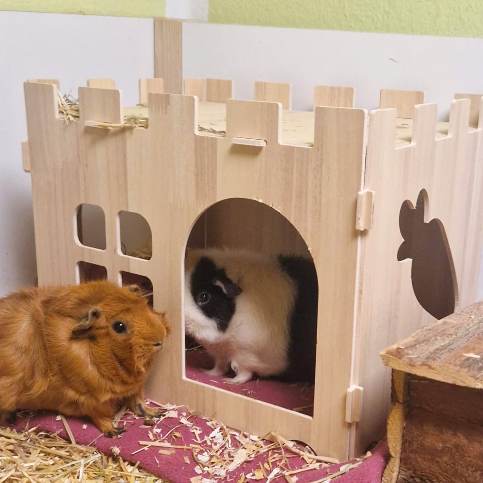 Grande maison pour lapin : grande maison pour lapins pour petits animaux, maison de jeu en bois à cacher, idéale pour les cochons d'Inde, les lapins nains et autres rongeurs (40 x 30 x 30 cm)