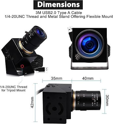 Miniatura 6 de SVPRO Cámara web con zoom para laptop, cámara USB de 8 MP para PC de 0.110-0.472 in de longitud corta de Forcal Macro, cámara USB2.0 UVC con zoom