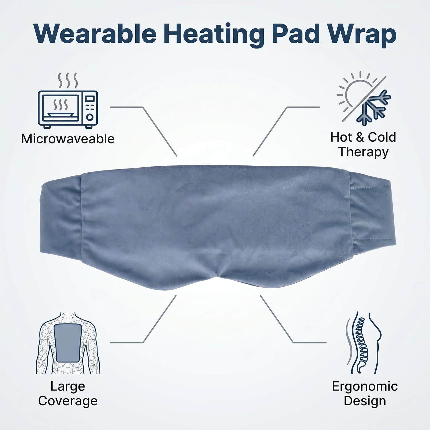 Microwave Heating Pad for Back Pain Relief, Flaxseed Microwavable Heating Pad with Removable Washable Flannel Cover, Moist Heating Pad for Period Cramps & Muscle Relaxation, 10''x18''